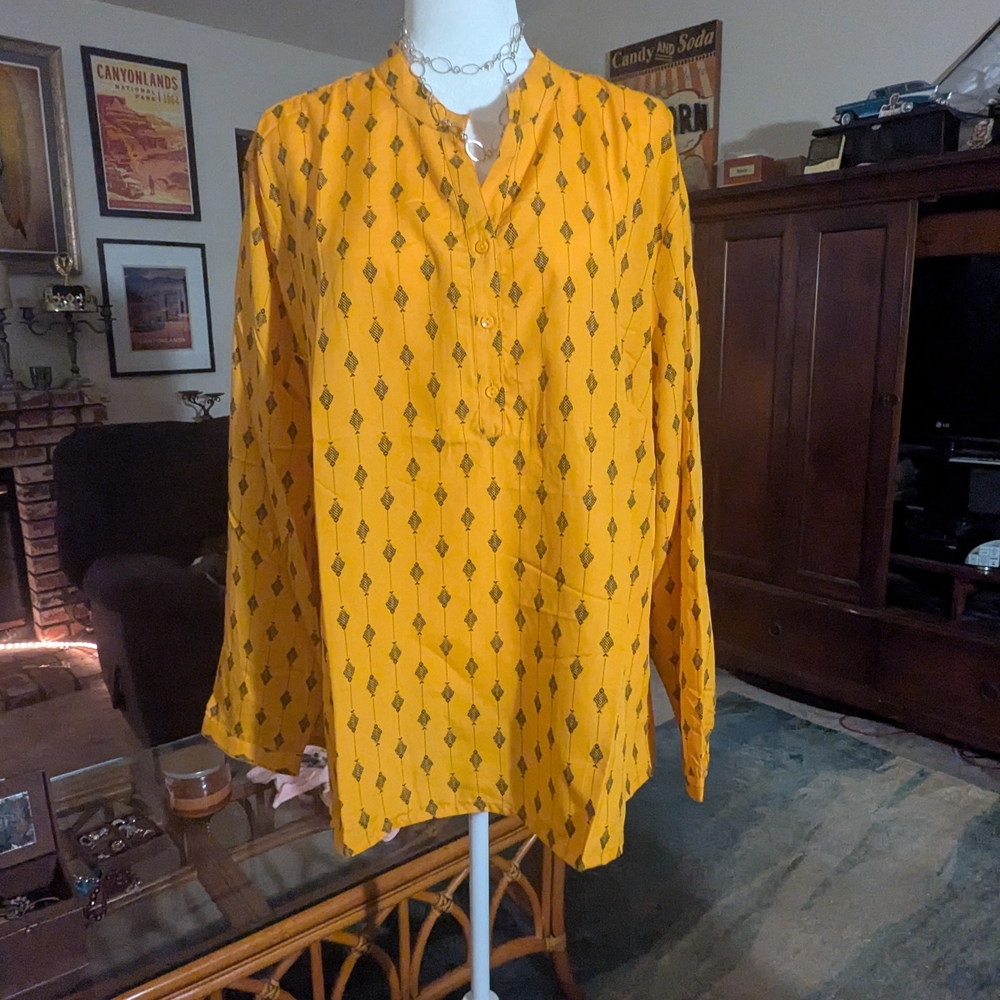 Yellow Patterned Long Sleeve Shirt